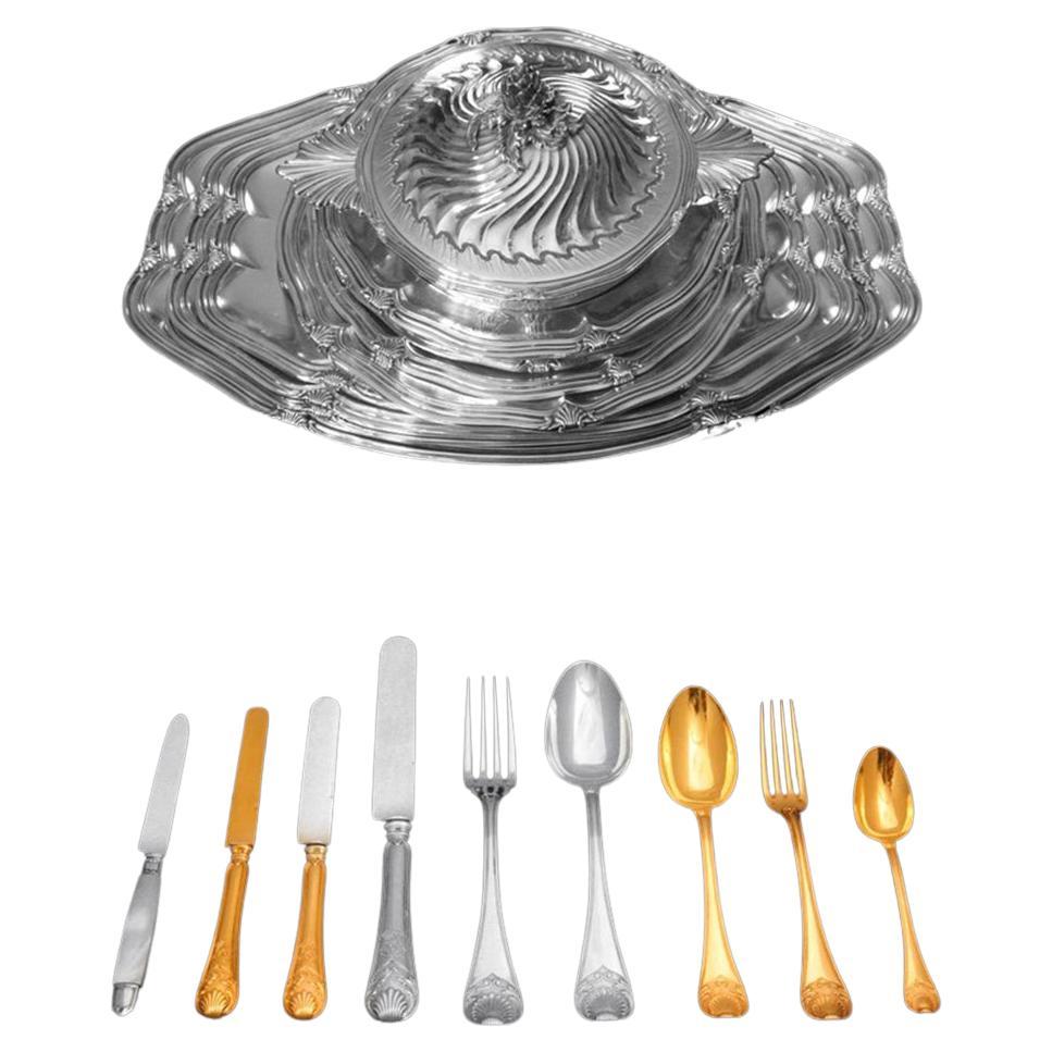 Boin Taburet - Service de couverts 322 pièces + service de plats 15 pièces, 950 Sterling & Vermeil en vente