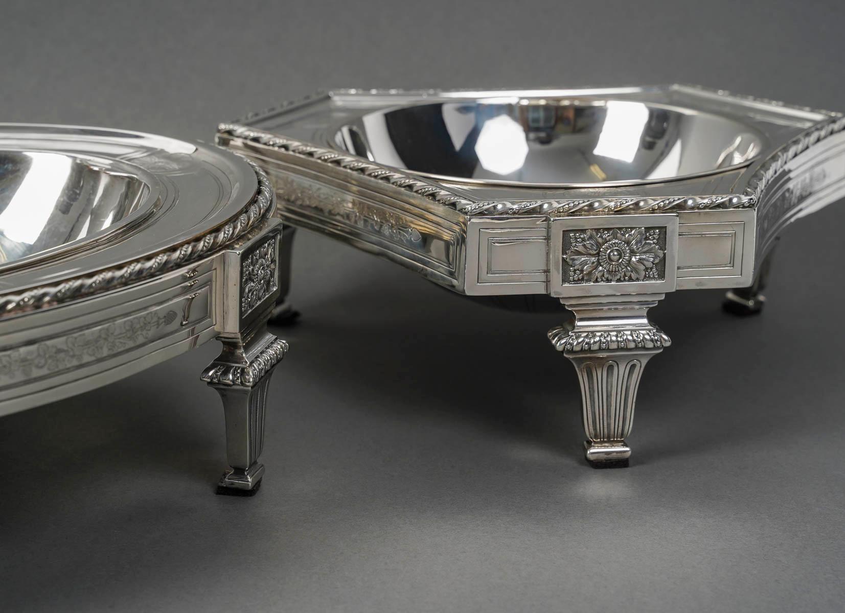 BOIN TABURET – THREE-PART table centerpiece SOLID SILVER LATE 19TH CENTURY For Sale 7