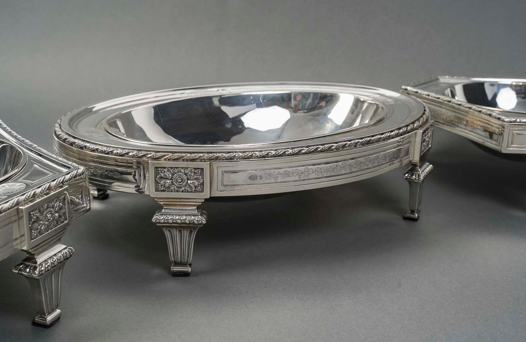 BOIN TABURET – THREE-PART table centerpiece SOLID SILVER LATE 19TH CENTURY For Sale 8