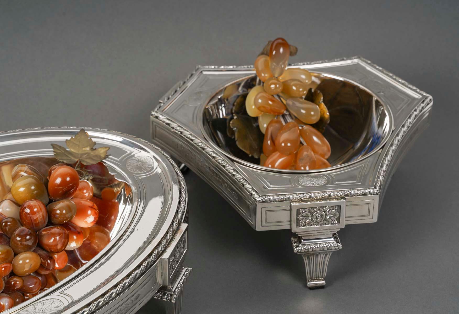 BOIN TABURET – THREE-PART table centerpiece SOLID SILVER LATE 19TH CENTURY For Sale 13