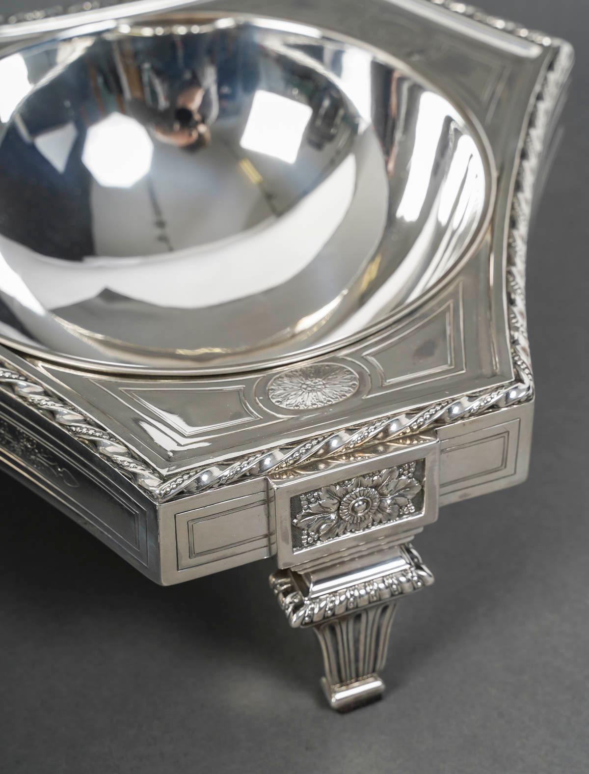 BOIN TABURET – THREE-PART table centerpiece SOLID SILVER LATE 19TH CENTURY For Sale 2