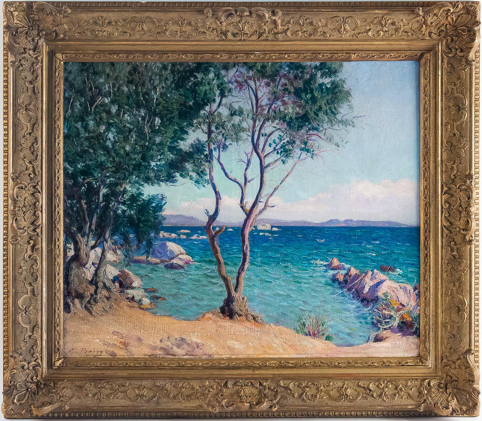 Boiry Camille, oil on canvas Provençal landscape, circa 1920

A beautiful and decorative oil on canvas depicting a Sea View in a Provençal Landscape. Lovely movement and colors on our painting sign on the lower left by Camille Boiry, a famous