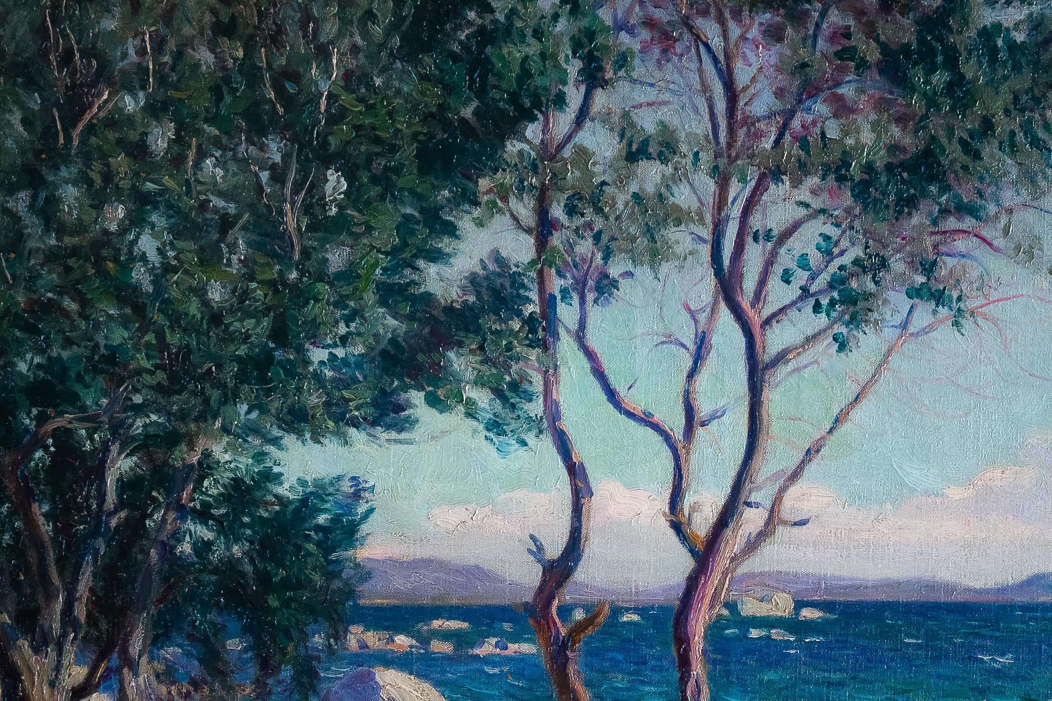 Oiled Boiry Camille, Oil on Canvas Provencal Landscape, circa 1920 For Sale