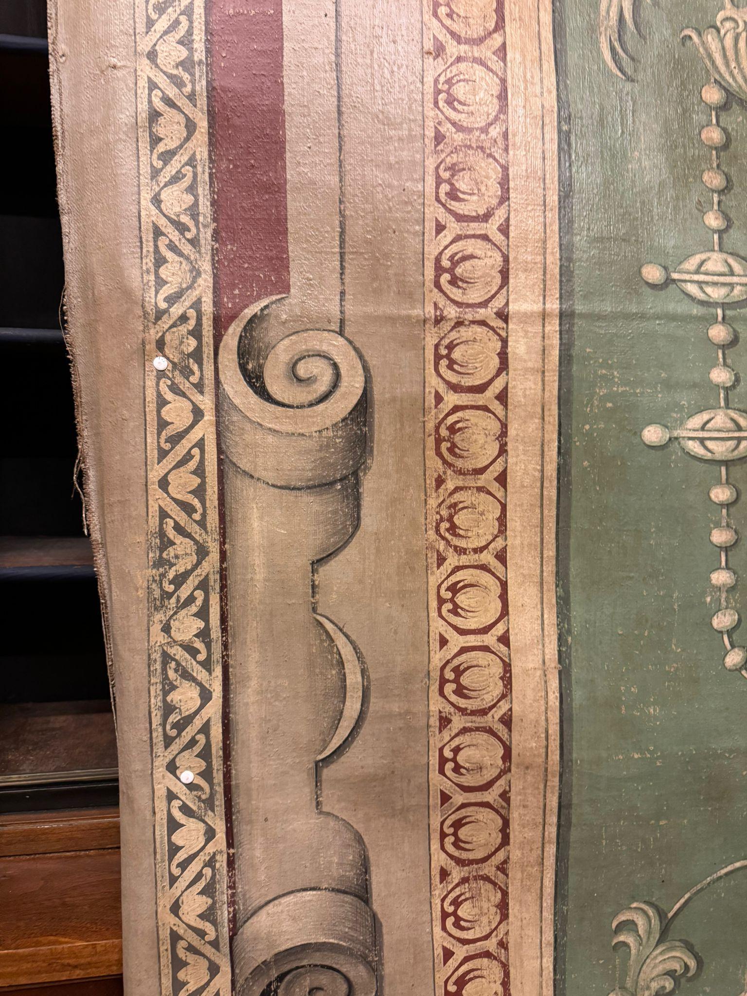 Paneled boiserie, painted on canvas with grotesques, italy For Sale 3