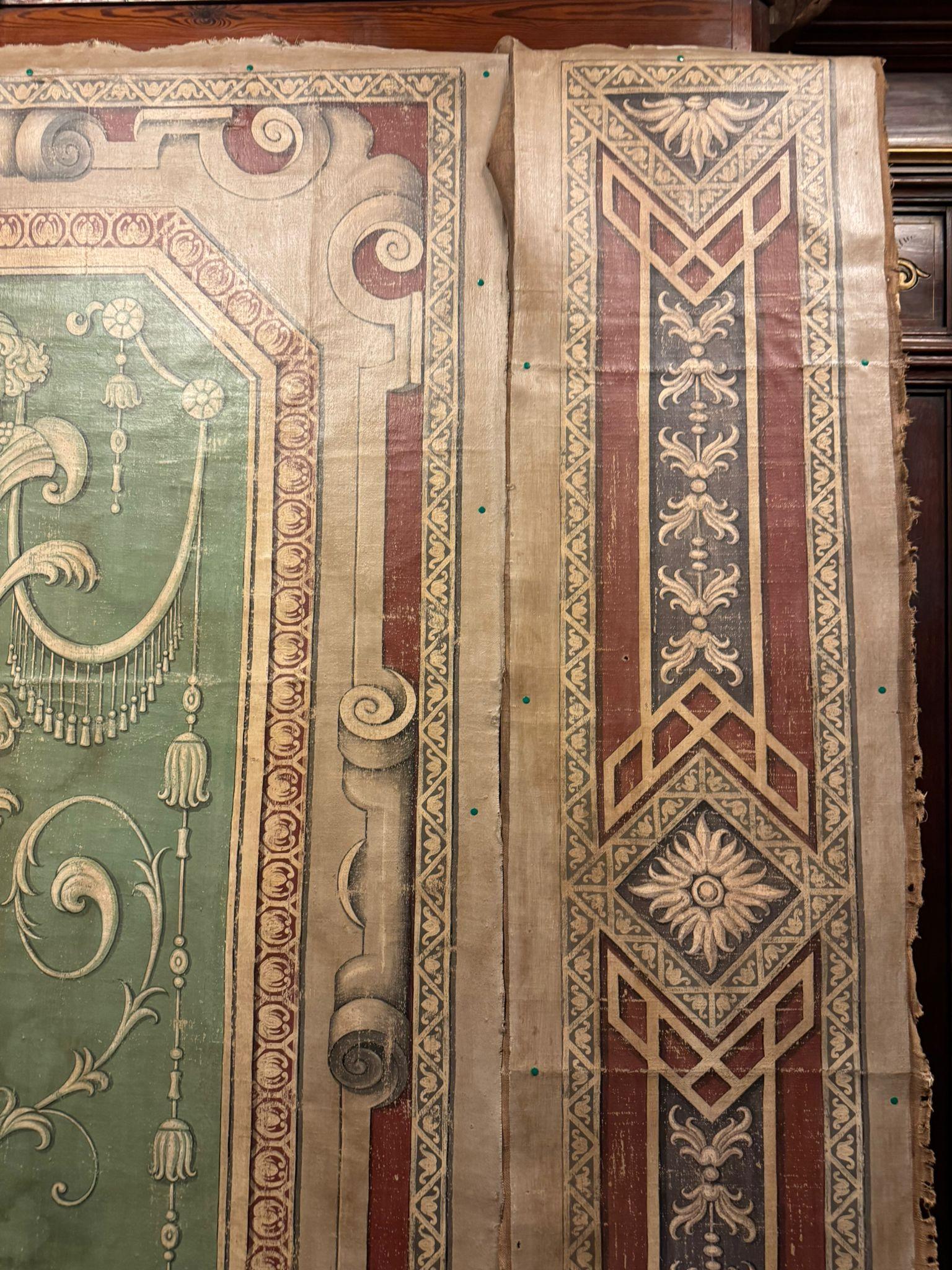 18th Century and Earlier Paneled boiserie, painted on canvas with grotesques, italy For Sale