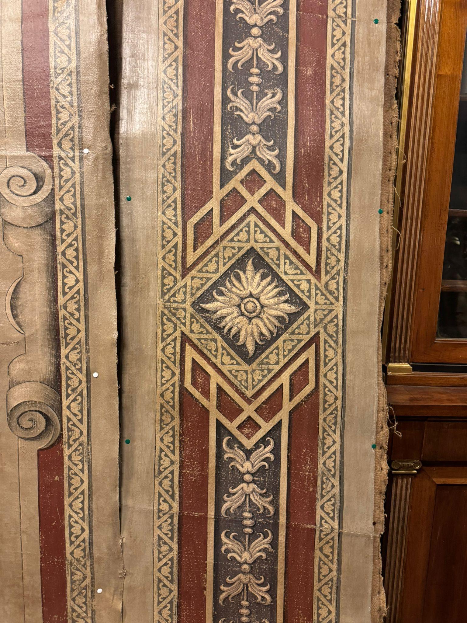 Paneled boiserie, painted on canvas with grotesques, italy For Sale 1