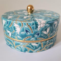 Boîte à Caviar Emaux de Longwy, Green Floral Motif