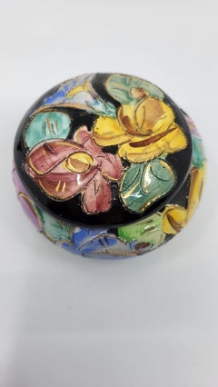 Boite en céramique Francaise décoré à l'or fin, French Riviera Vallauris 1960