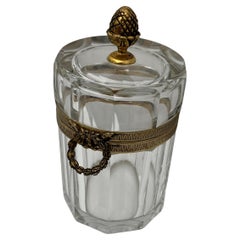 Vintage Boite en cristal doré taillé faceté CF Benito Michel, France vers 1960