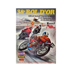 1974 Original poster for the - 24 Hours Moto race - 38e Bol d'Or - Le Mans