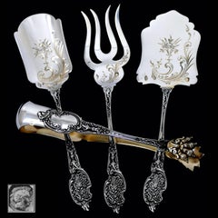 Boivin French Sterling Silver Dessert Hors D'oeuvre Set Four Pieces Original Box