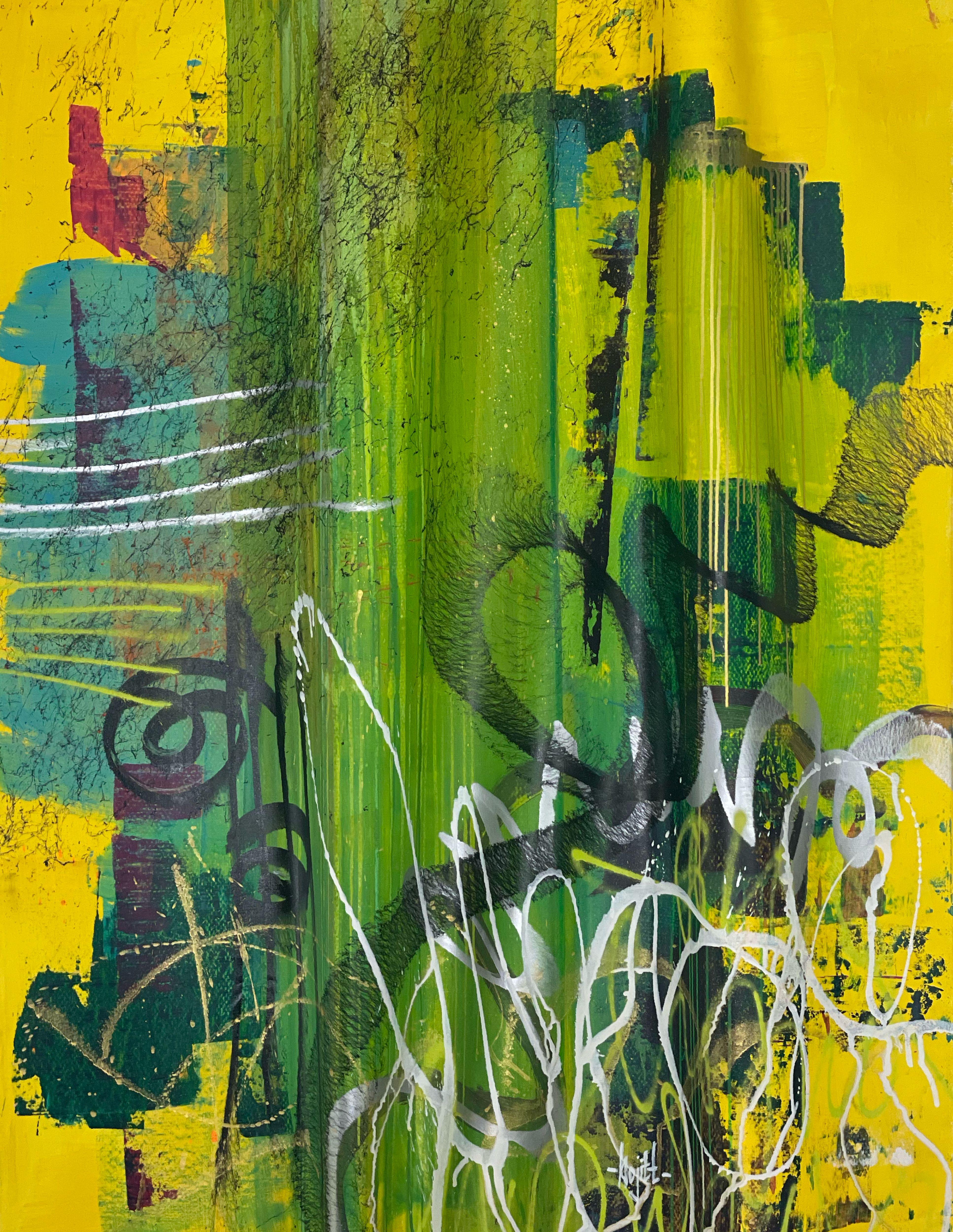 La fonte - Abstract Painting Verde di Bojana Ilic - Bojitt