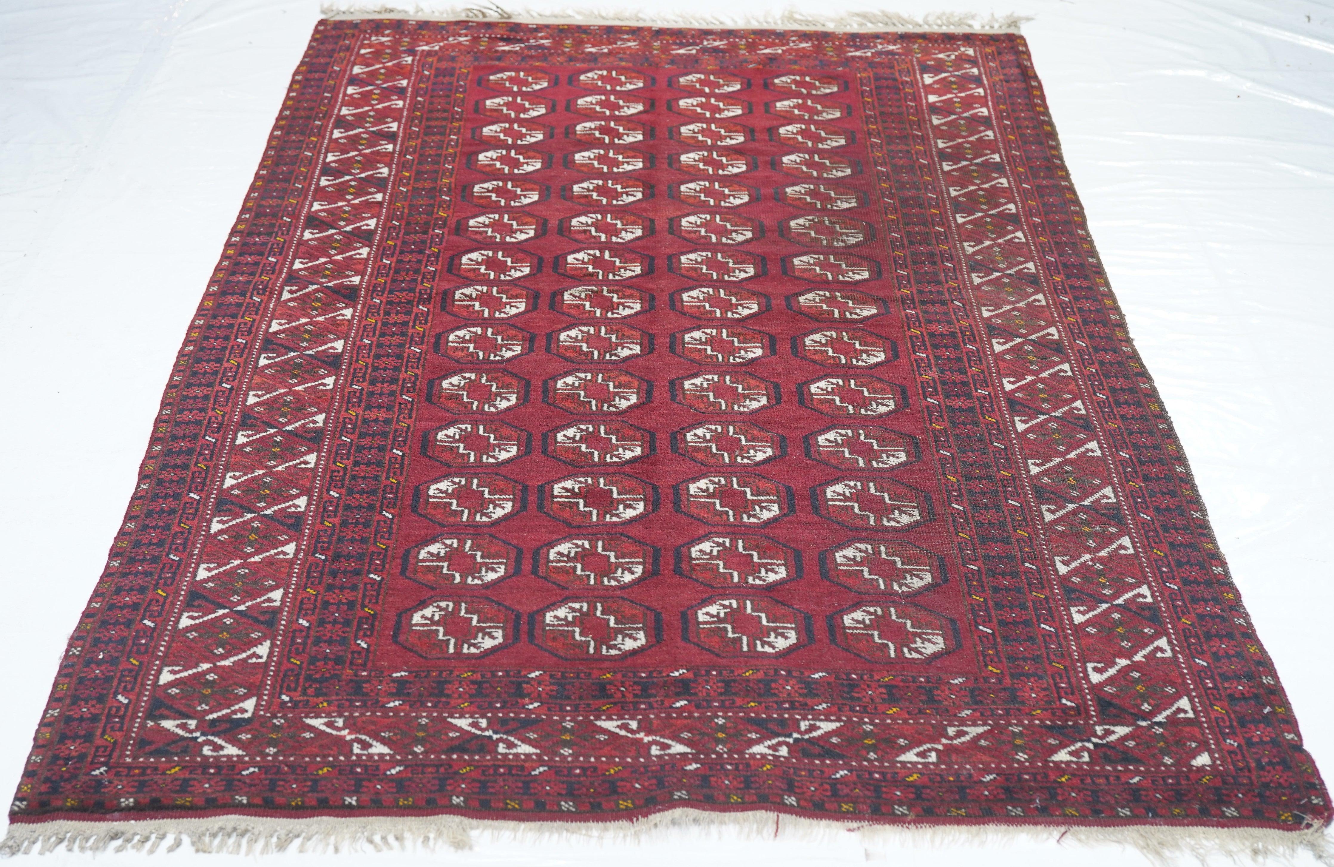 Wool Vintage Bokhara Rug 4'5'' x 7'0'' For Sale