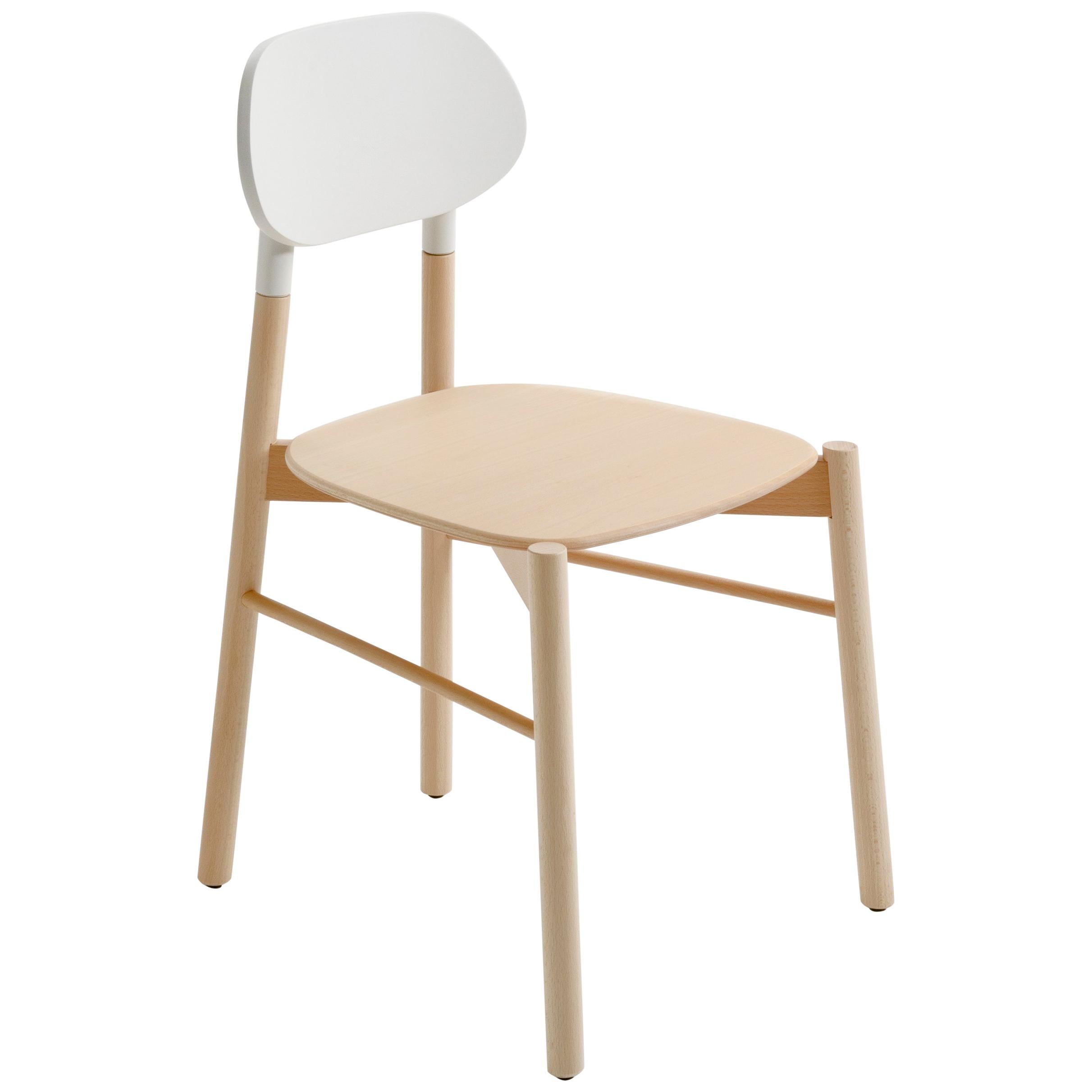 Bokken Chair, Beech Structure White Back, Minimalist Design in Nordic Style
