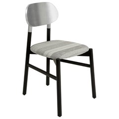 Bokken-Stuhl aus schwarzer Buche und Blattsilber, weißer und schwarzer Sitz, hergestellt in Italien