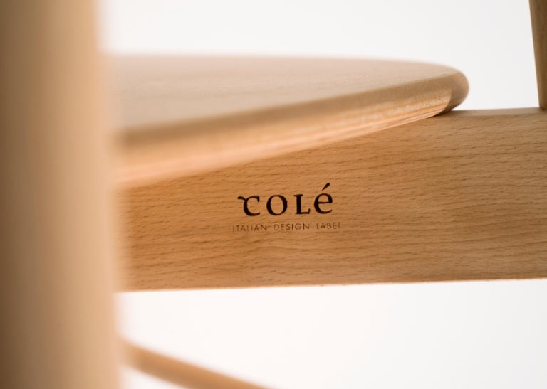 Contemporary Bokken Chair by Colé, Beechwood Structure, Red back Minimalist Design For Sale