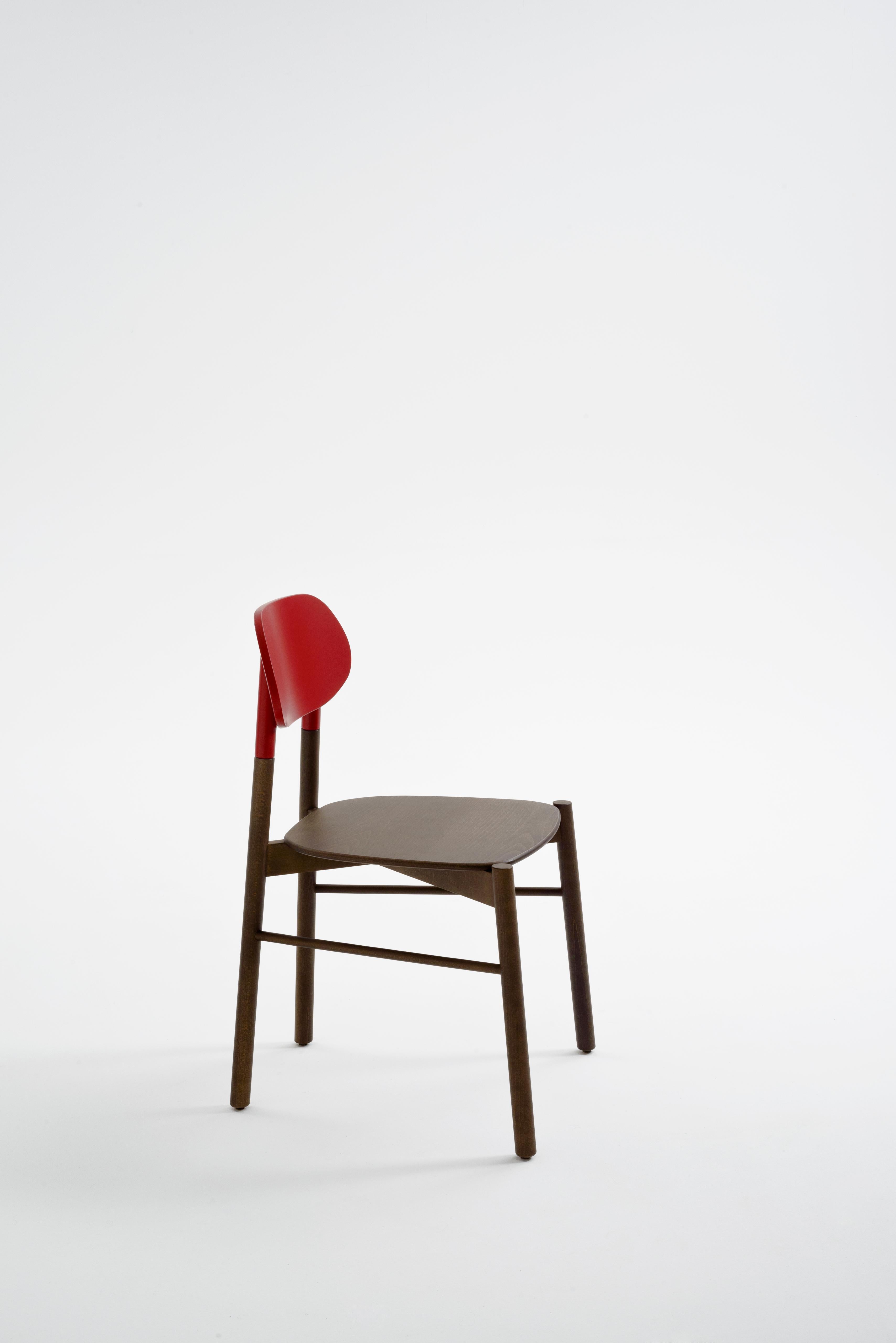 Machine-Made Bokken Chair by Colé, Walnut Structure , Minimalist Design For Sale