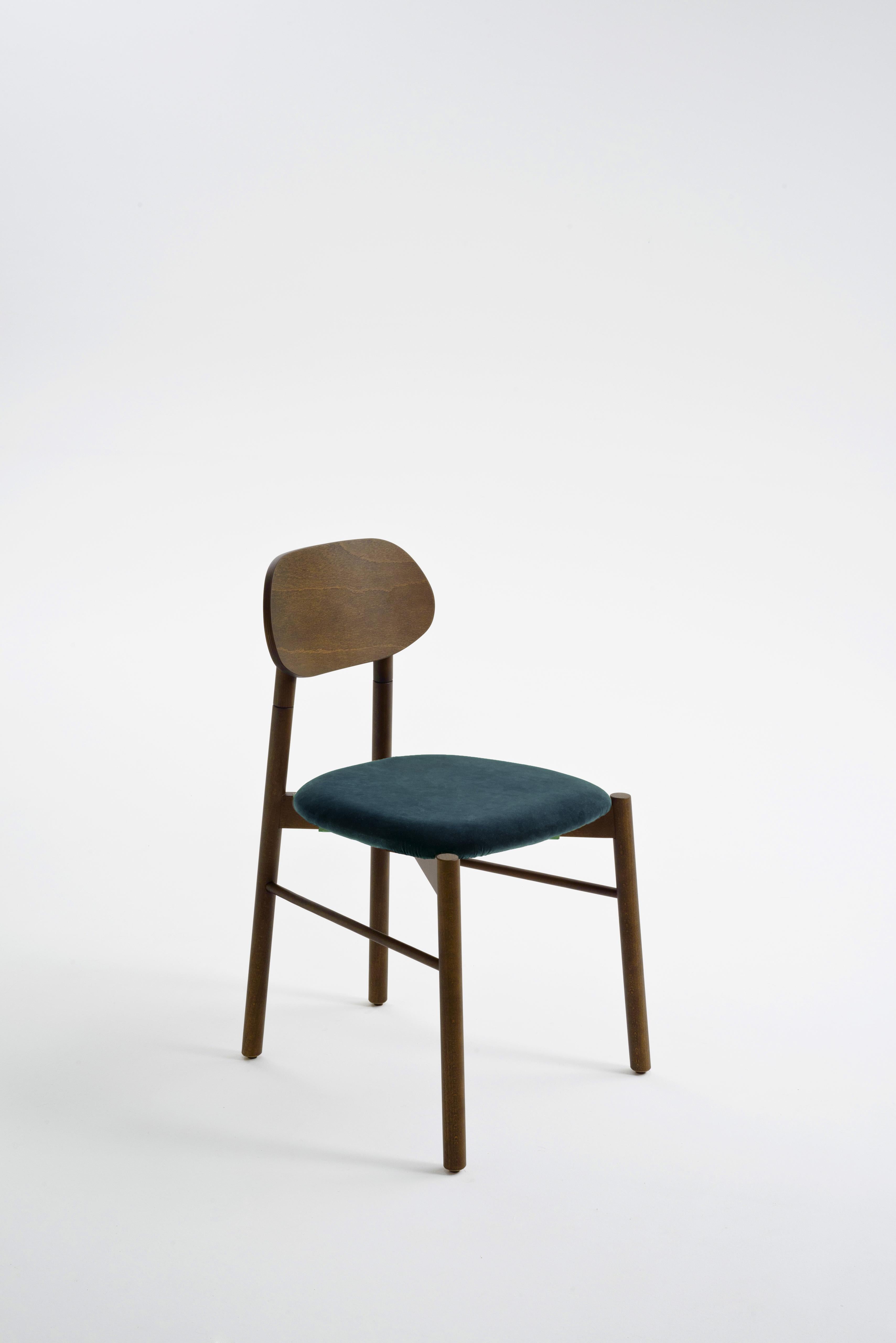 Bokken-Stuhl Canaletto aus Nussbaum, gepolstert mit mintgrünem, feinem italienischem Samt (Maschinell gefertigt) im Angebot