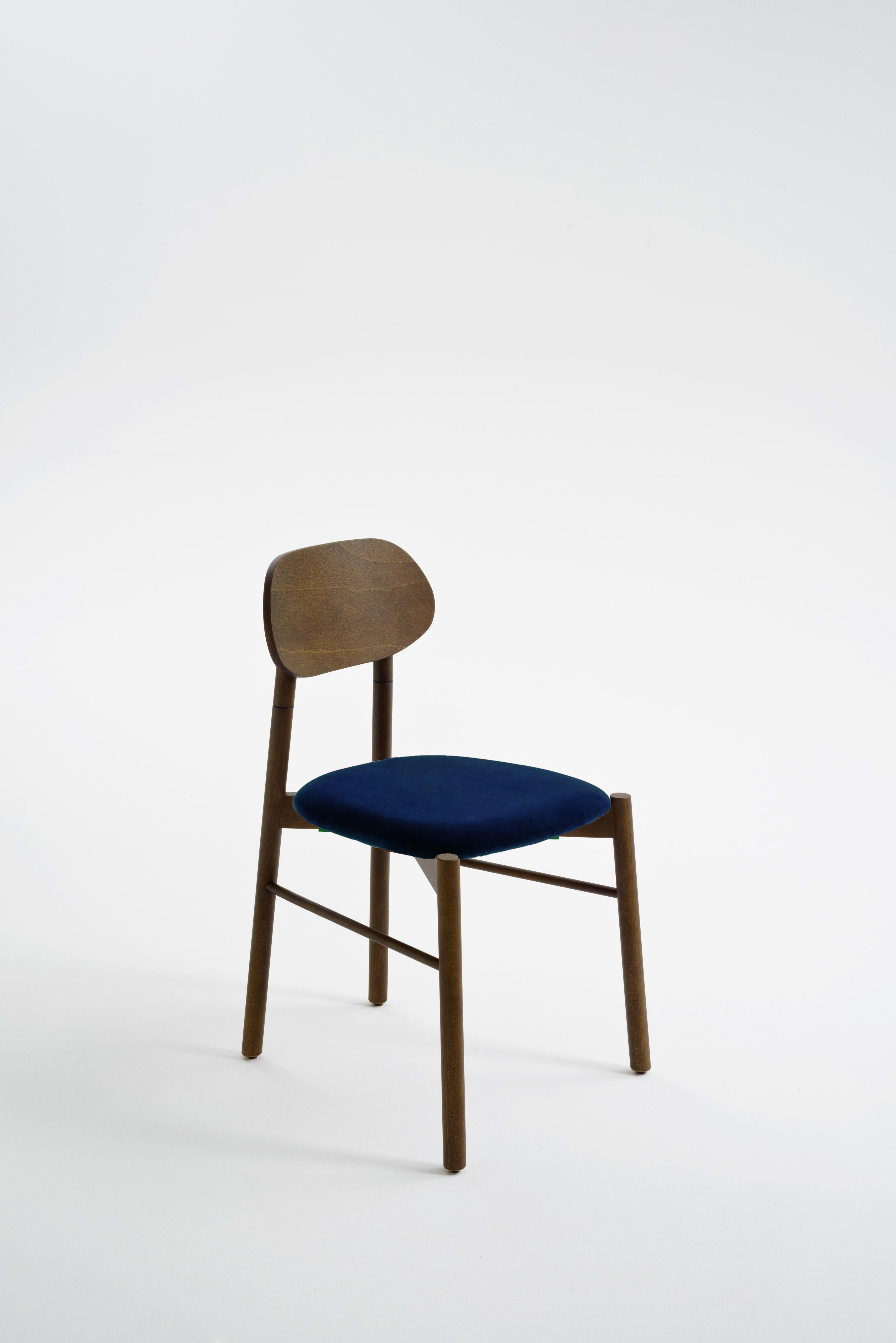 Bokken-Stuhl Canaletto aus Nussbaum, gepolstert mit mintgrünem, feinem italienischem Samt (21. Jahrhundert und zeitgenössisch) im Angebot