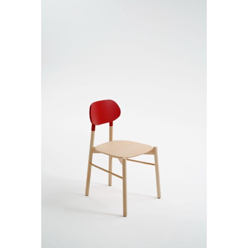 Modern Bokken Chair, Natural Beech, Red by Colé Italia For Sale