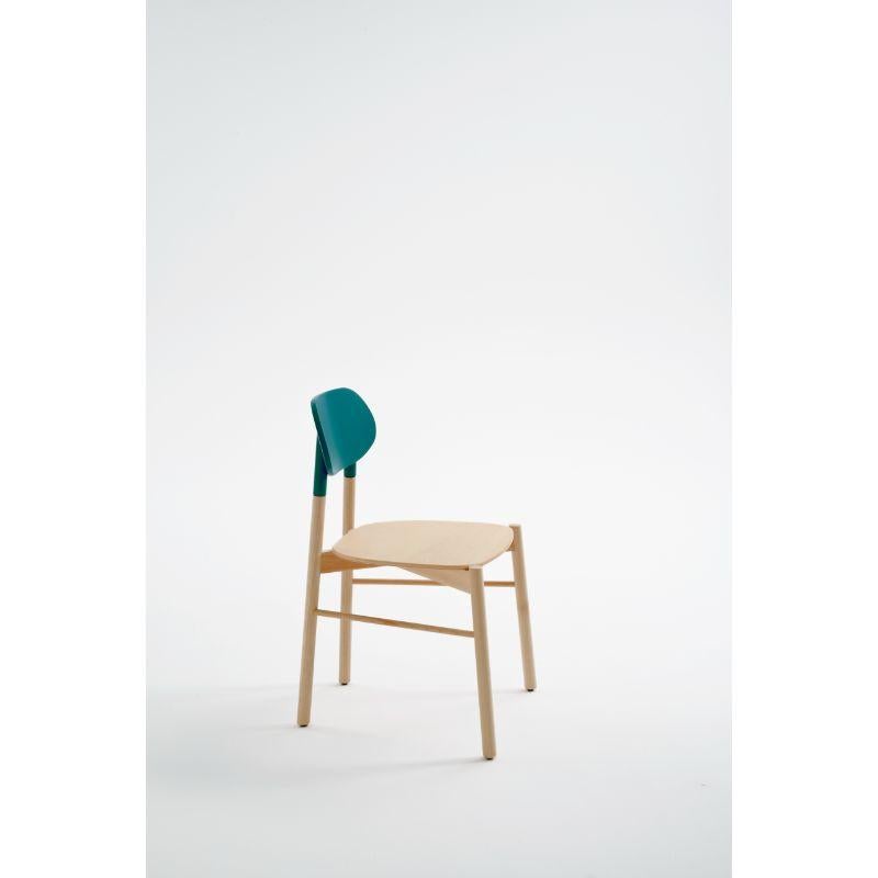 Modern Bokken Chair, Natural Beech, Turquoise by Colé Italia For Sale