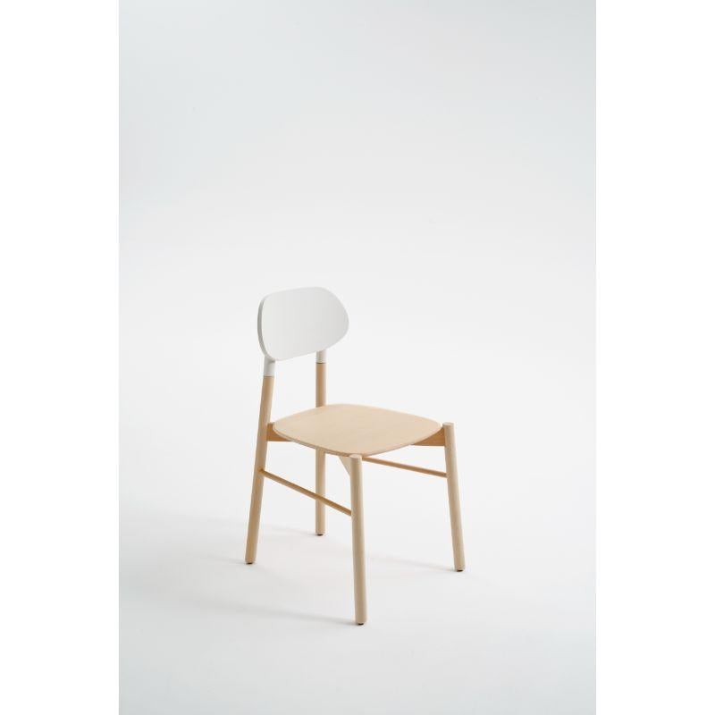 Bokken chair, natural beech, white lacquered back by Colé Italia with Bellavista/Piccini
Dimensions: H. 81,7 D. 49 W. 53,5 cm
Materials: Solid Beech Wood Structure, Plywood Lacquered Back Panel 

Also available: Natural Beech Structure;