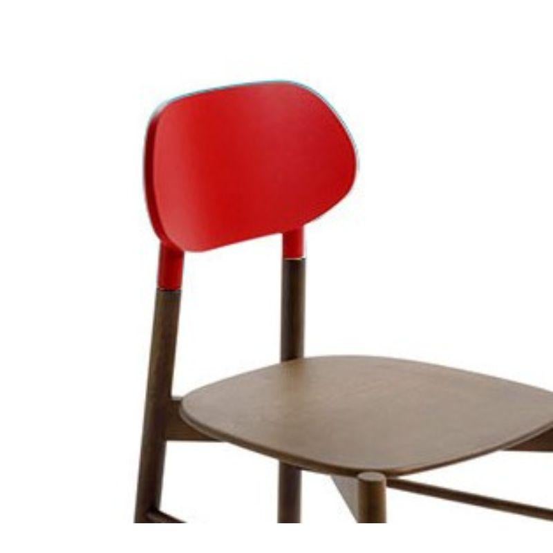 Bokken Stuhl, Rot, Buche Struktur gebeizt, Rückenlehne lackiert by Colé Italia (Italienisch) im Angebot