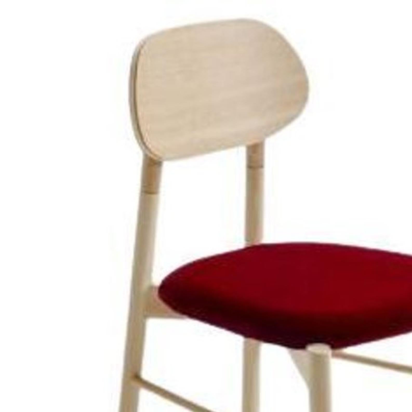 Modern Bokken Chair, Velvetorthy Padded Seat, Natural Beech by Colé Italia For Sale
