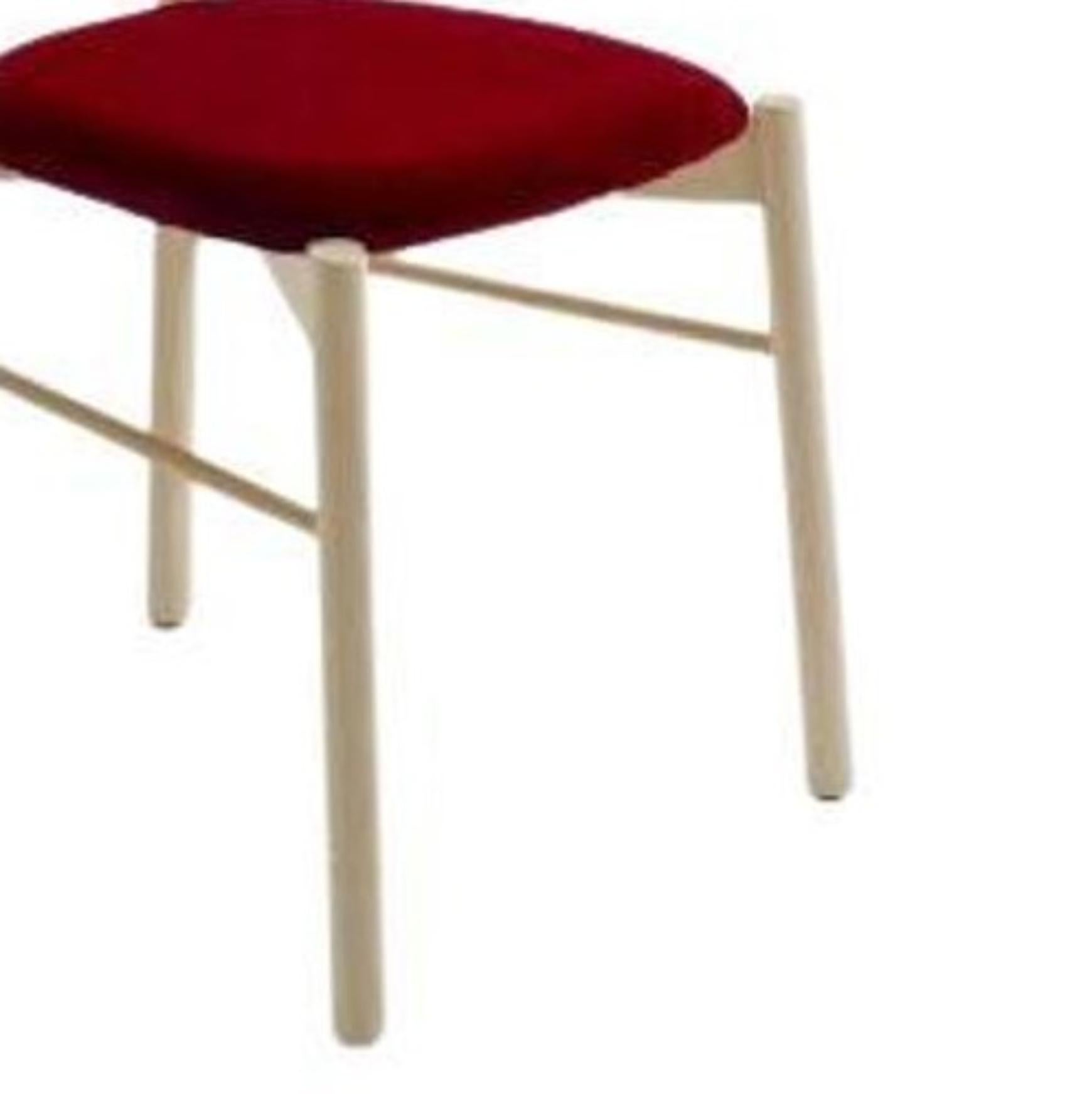 Italian Bokken Chair, Velvetorthy Padded Seat, Natural Beech by Colé Italia For Sale