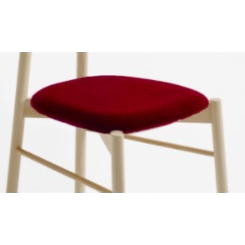 Autre Chaise tapissée Bokken, hêtre naturel, Rosso de Colé Italia en vente