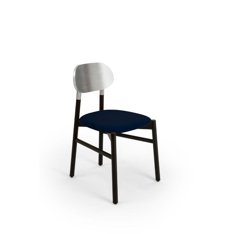 Bokken upholstered chair, black & silver, blu by Colé Italia with Bellavista/Piccini
Dimensions: H 81.7 D 49 W 53.5 cm
Materials: solid beech wood structure, gold or silver leaf back, padded seat - cat c: velvetorthy.

Also available: COM