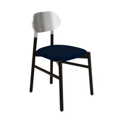 Chaise tapissée Bokken, noir et argent, Blu de Colé Italia