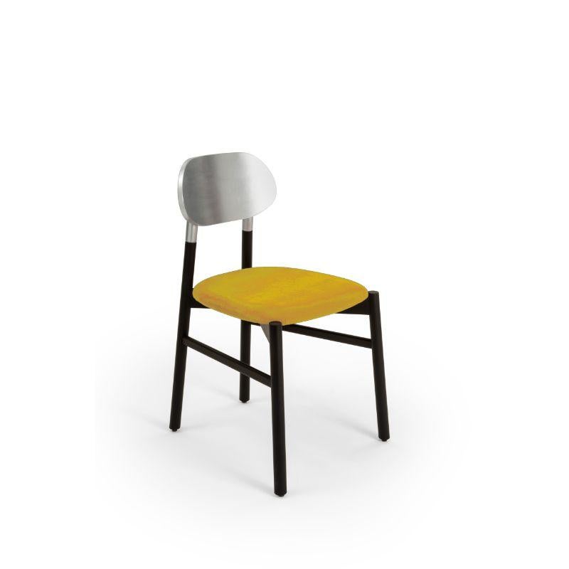 Bokken Upholstered Chair, Black & Silver, Giallo by Colé Italia with Bellavista/Piccini
Dimensions: H 81.7 D 49 W 53.5 cm
Materials: Solid beech wood structure, Gold or Silver Leaf Back, Padded seat - Cat C

Also Available: COM Fabric, Fabric