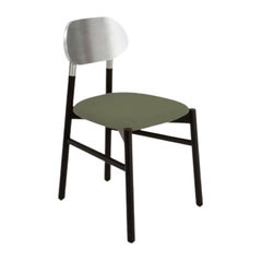 Chaise tapissée Bokken, noir et argent, Grigio de Colé Italia