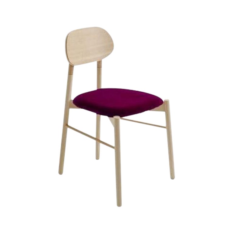 Chaise tapissée Bokken, Beeche naturel, Porpora by Colé Italia en vente
