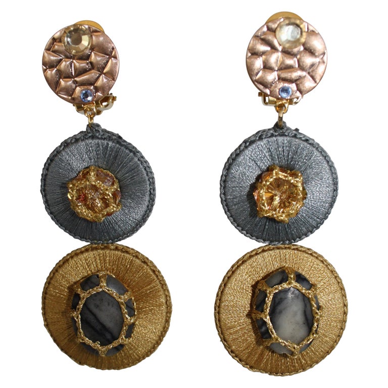 Boks and Baum Silk and Swarovski Crystal Clip Earrings For Sale at 1stDibs  | boks and baum, crystal baum, silk swarovski crystals