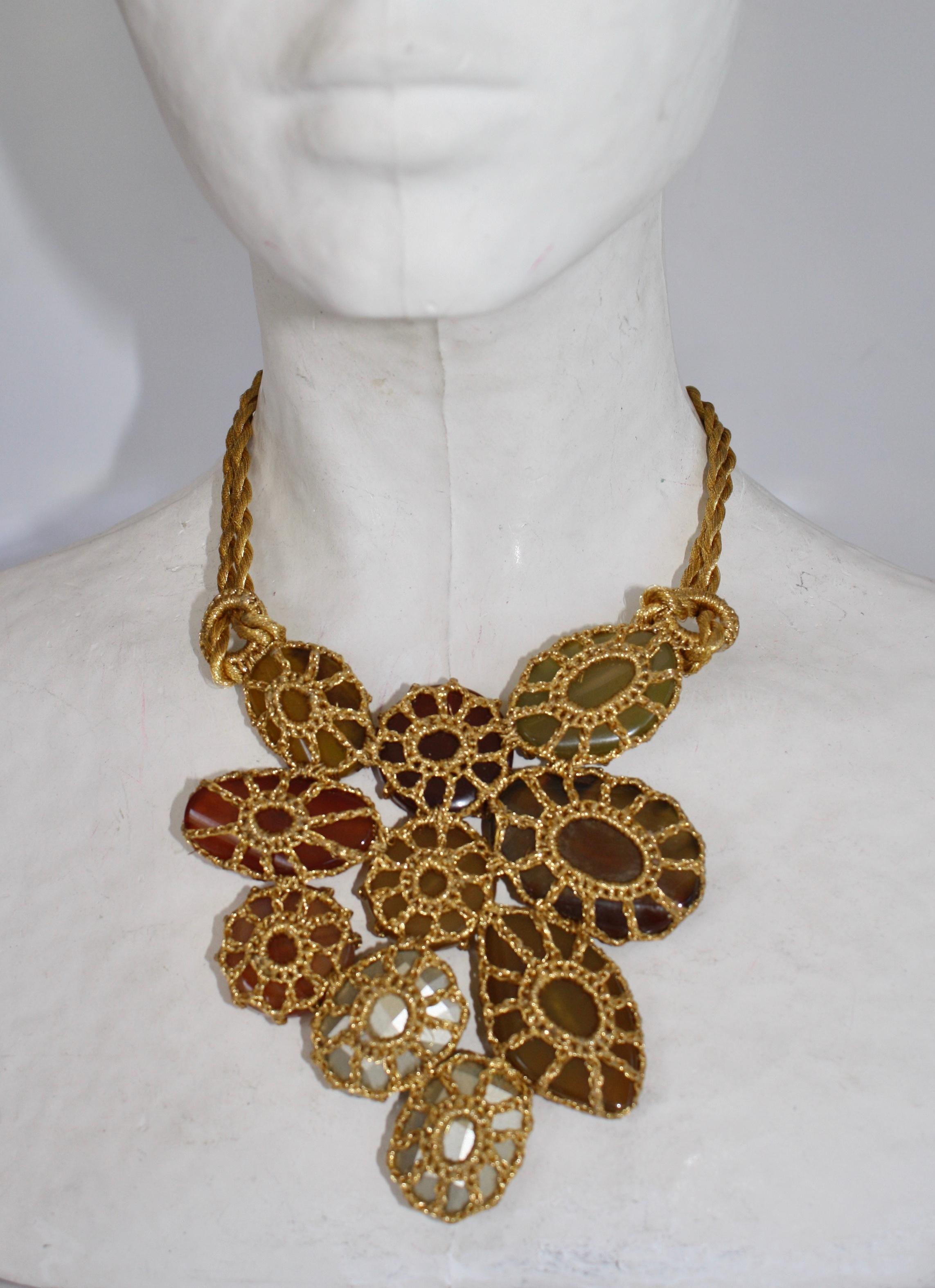 Boks&Baum Earth Tone Semi Precious Statement Necklace In New Condition For Sale In Virginia Beach, VA