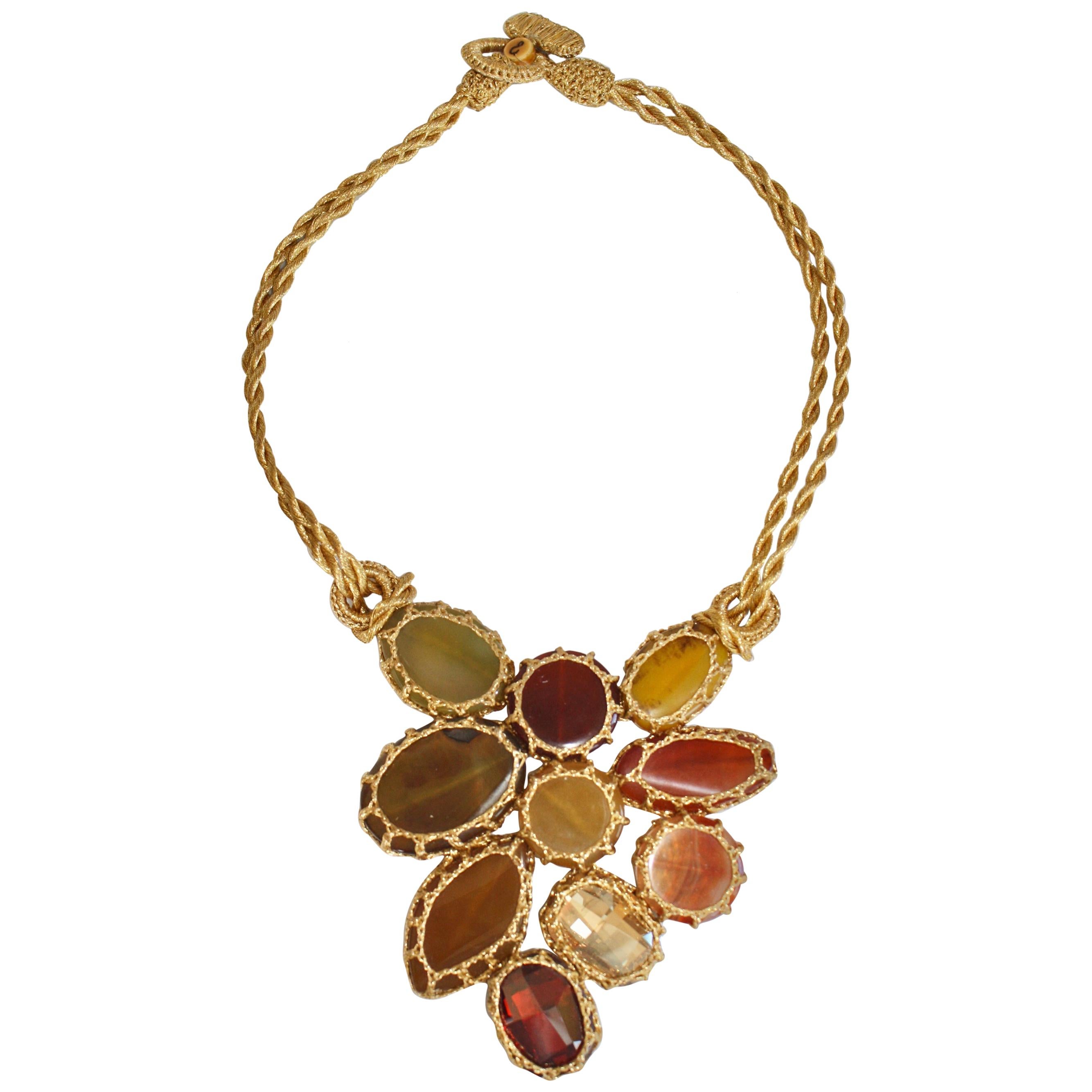 Boks&Baum Earth Tone Semi Precious Statement Necklace For Sale