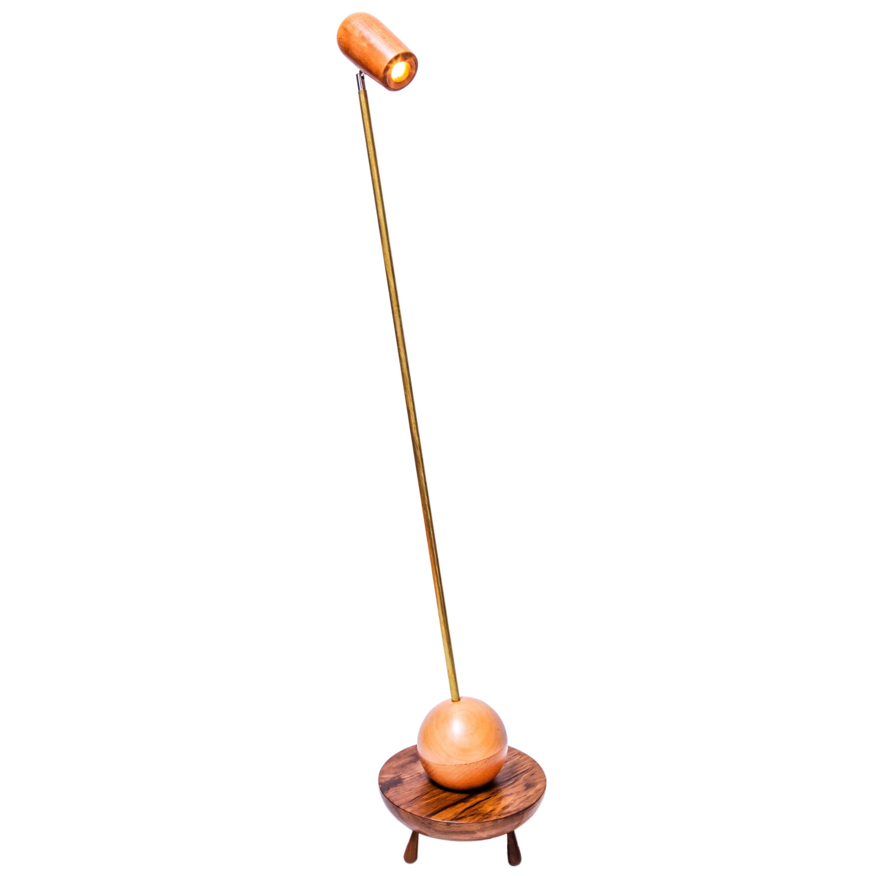 "Bola De Leitura" Floor Lamp in Imbuia Wood, Woodworking, Minimalist Design For Sale