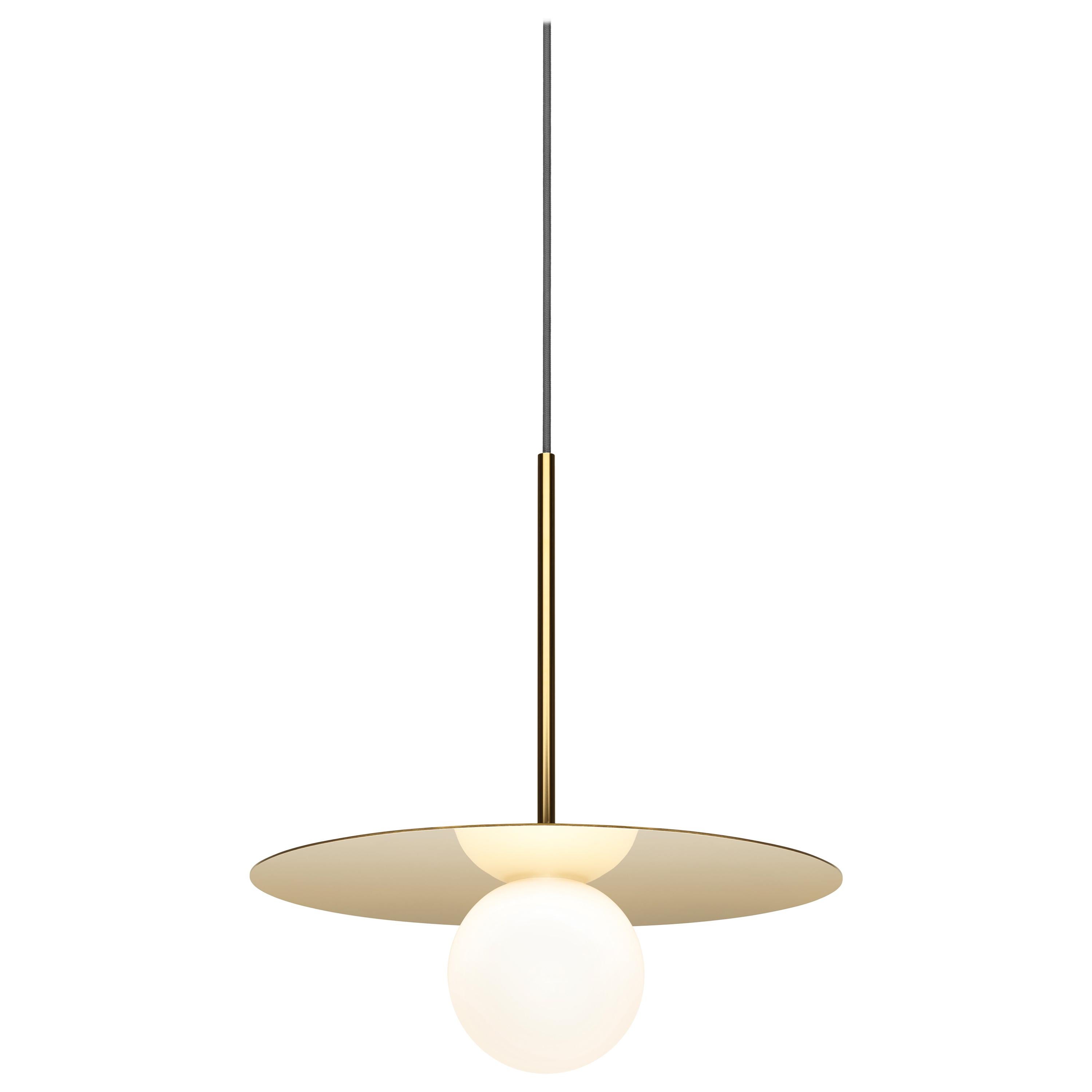 Bola Disc 12” Pendant Light in Brass by Pablo Designs For Sale