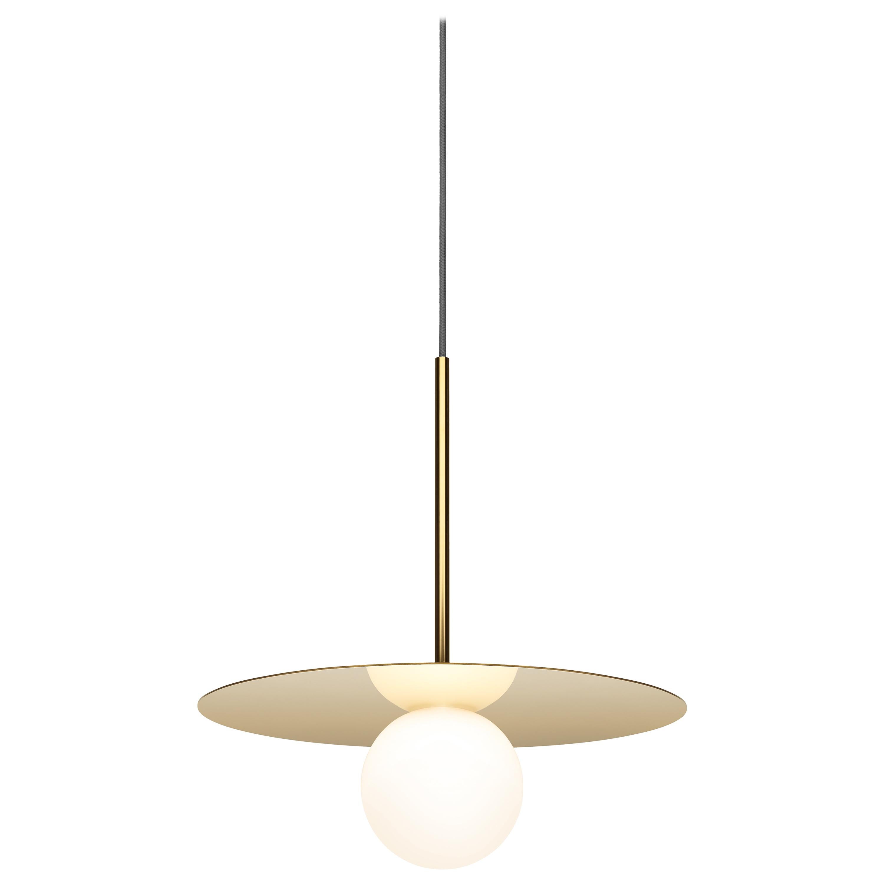 Bola Disc 22” Pendant Light in Brass by Pablo Designs For Sale