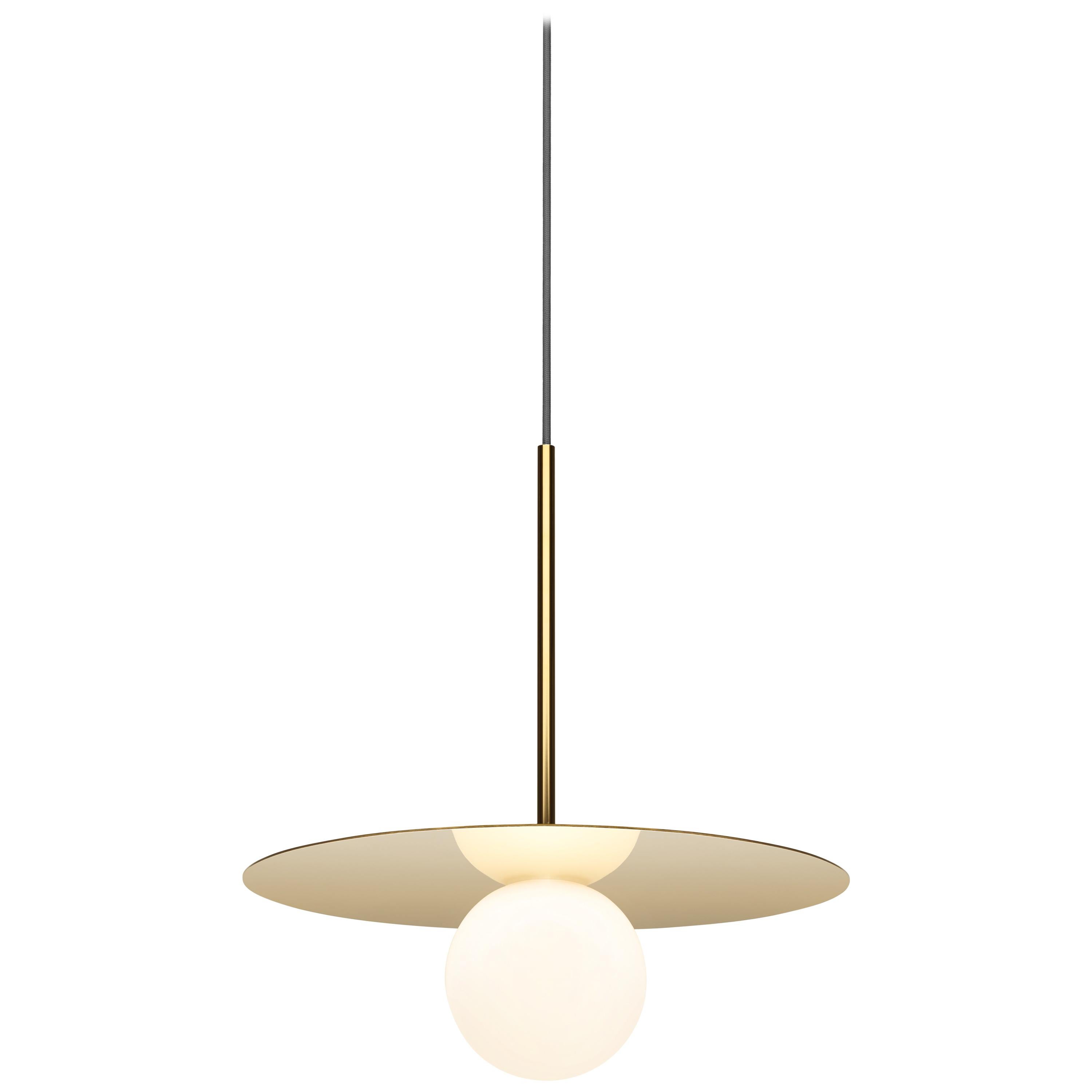 Bola Disc 32” Pendant Light in Brass by Pablo Designs For Sale