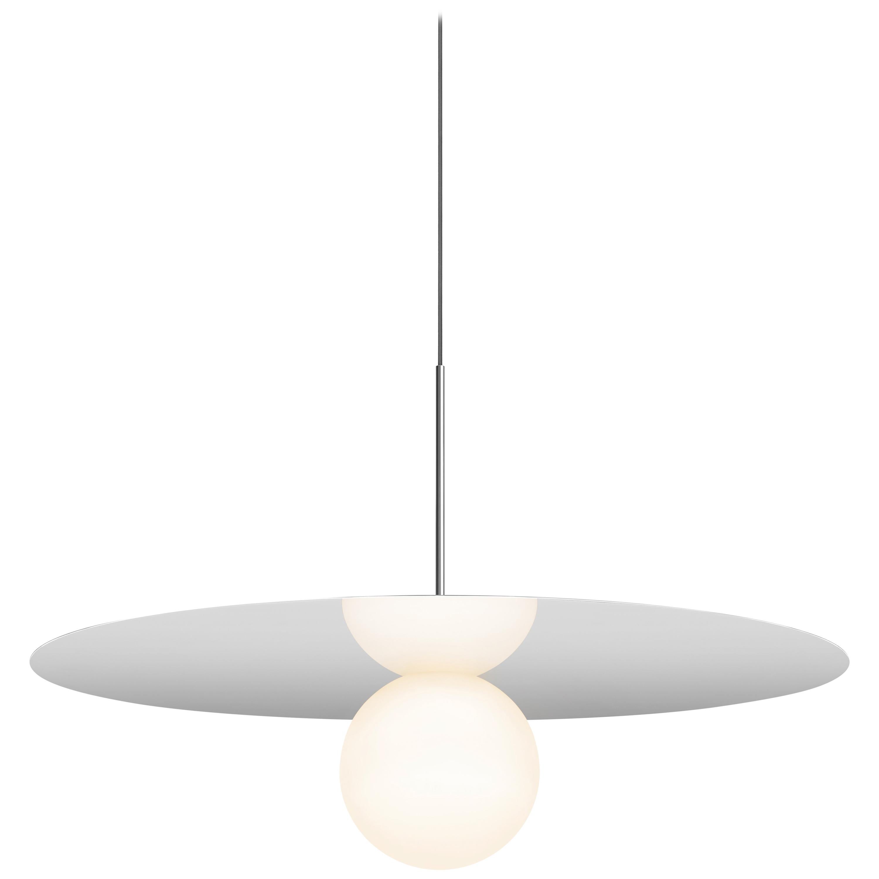 Bola Disc 32” Pendant Light in Chrome by Pablo Designs For Sale