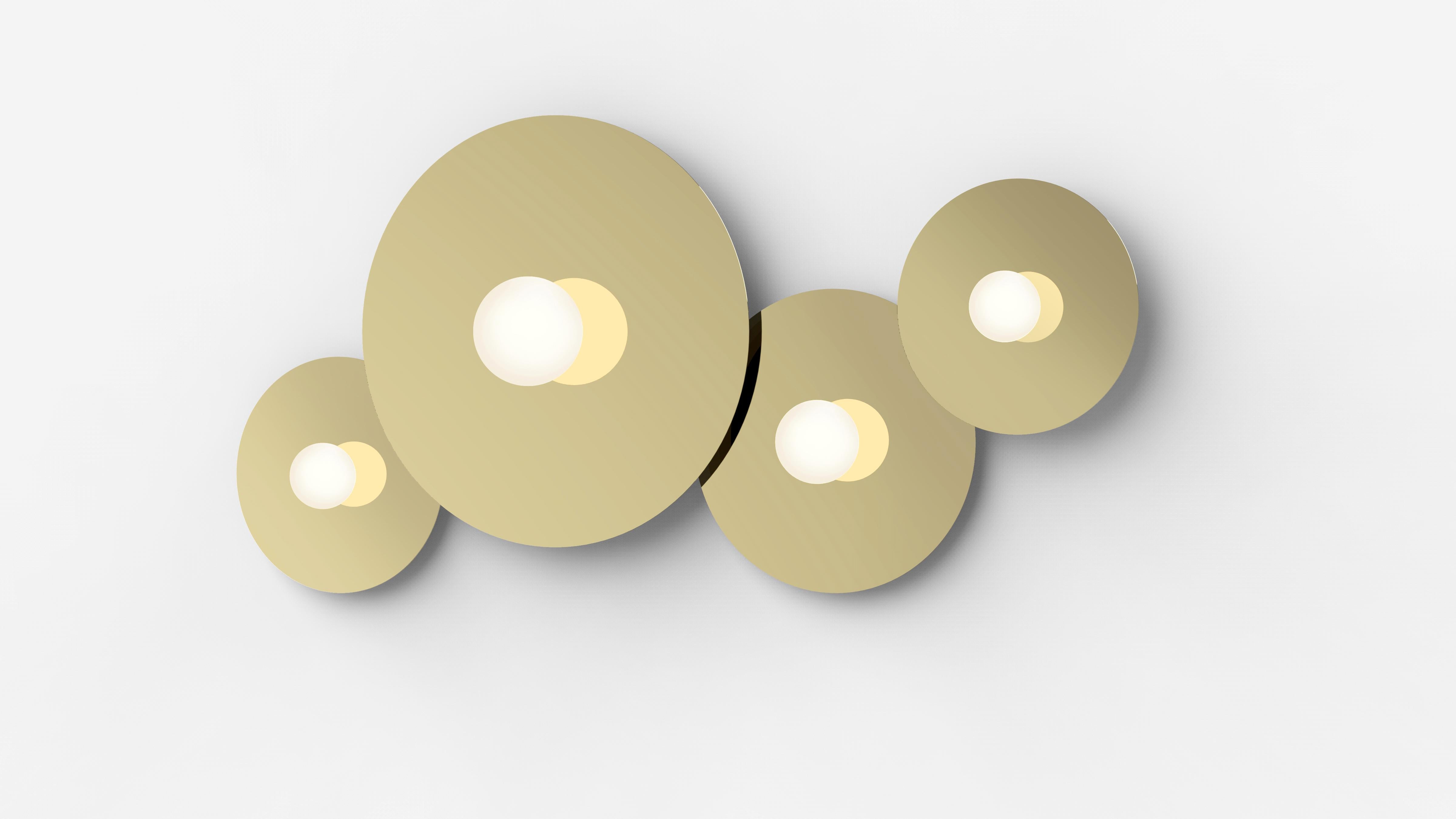 Modern Bola Disc Flush Wall and Ceiling Light in Brass by Pablo Designs For Sale