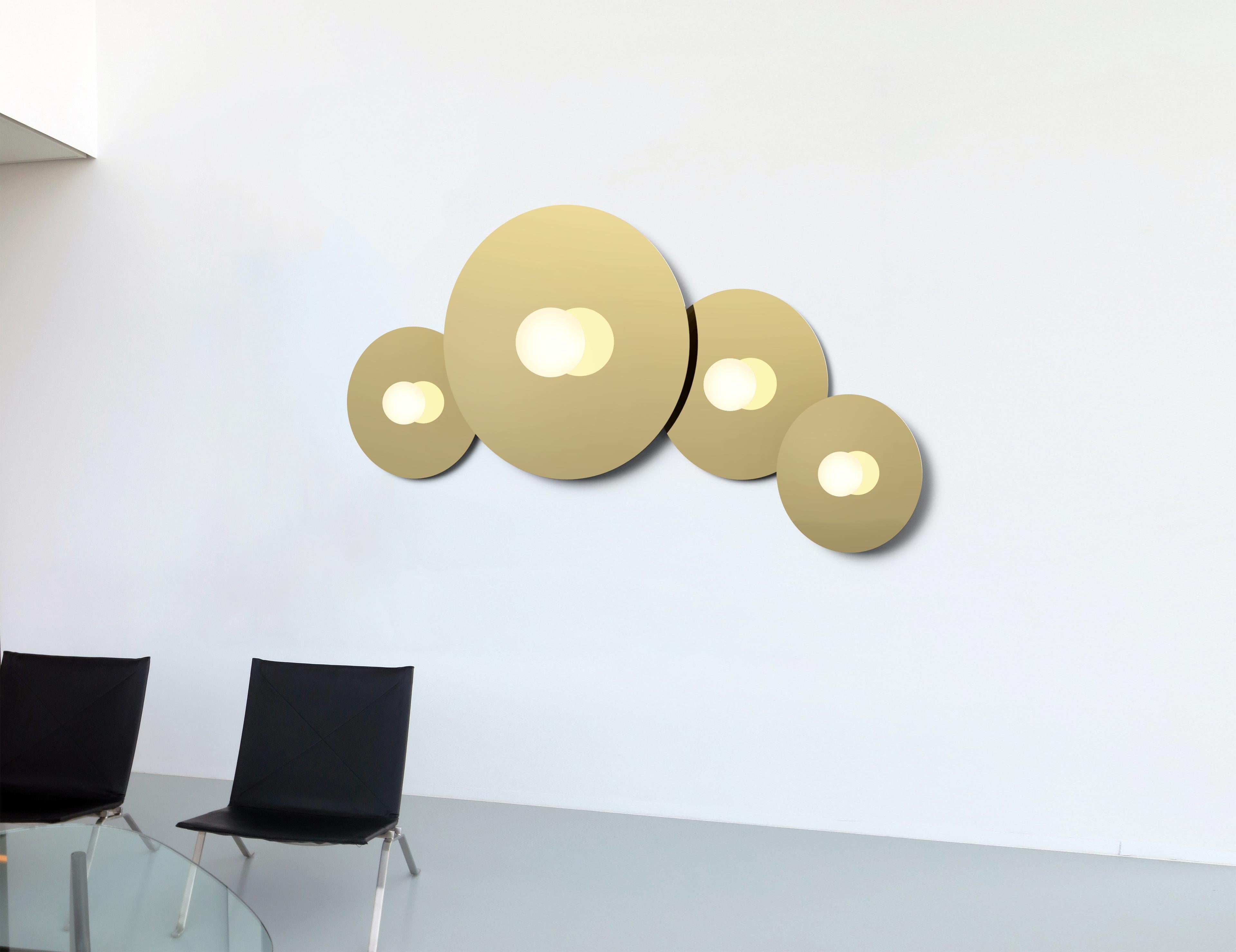 Bola Disc Flush Wall and Ceiling Light in Brass by Pablo Designs In New Condition For Sale In San Francisco, CA