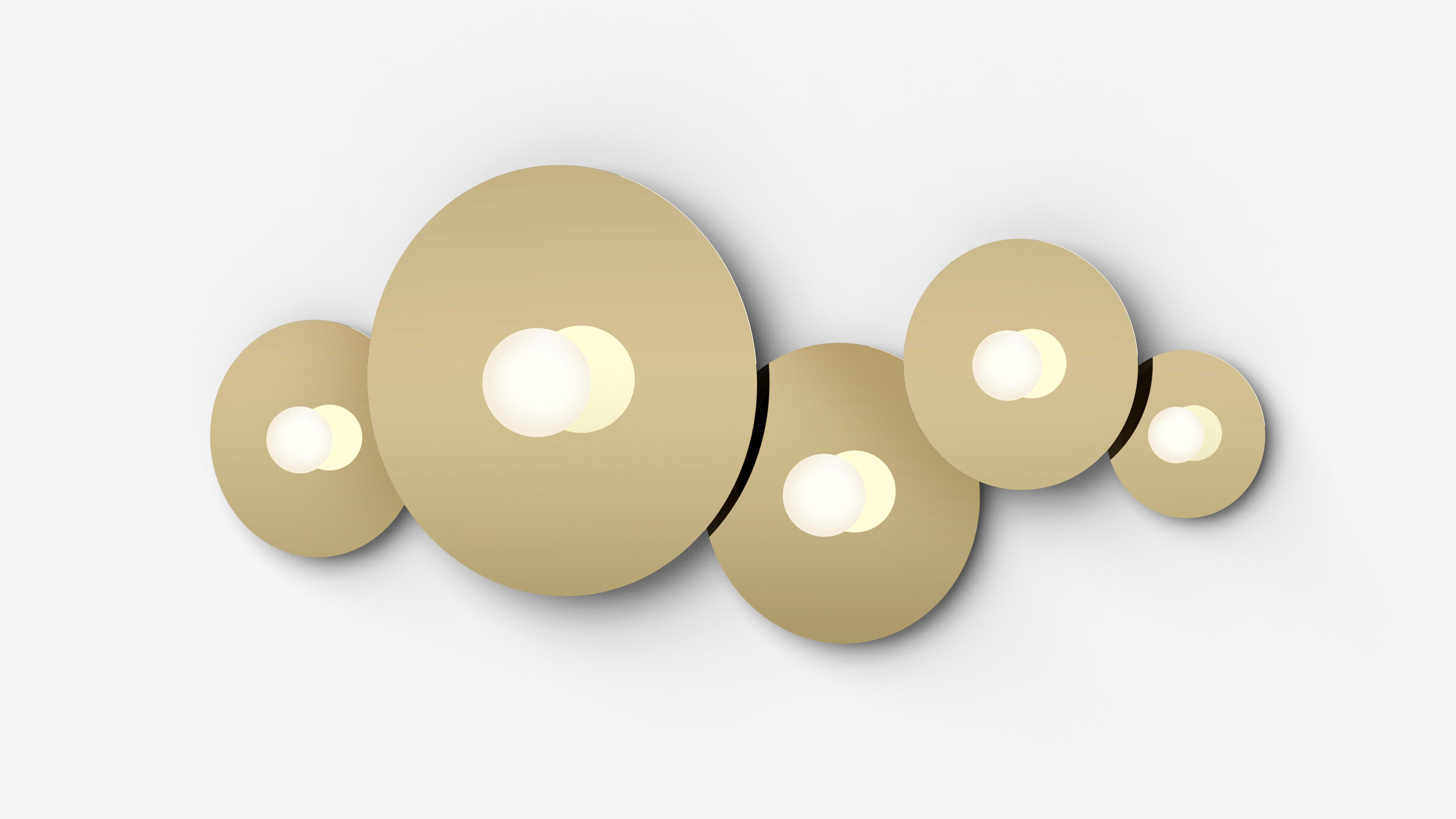 Contemporary Bola Disc Flush Wall and Ceiling Light in Brass by Pablo Designs For Sale