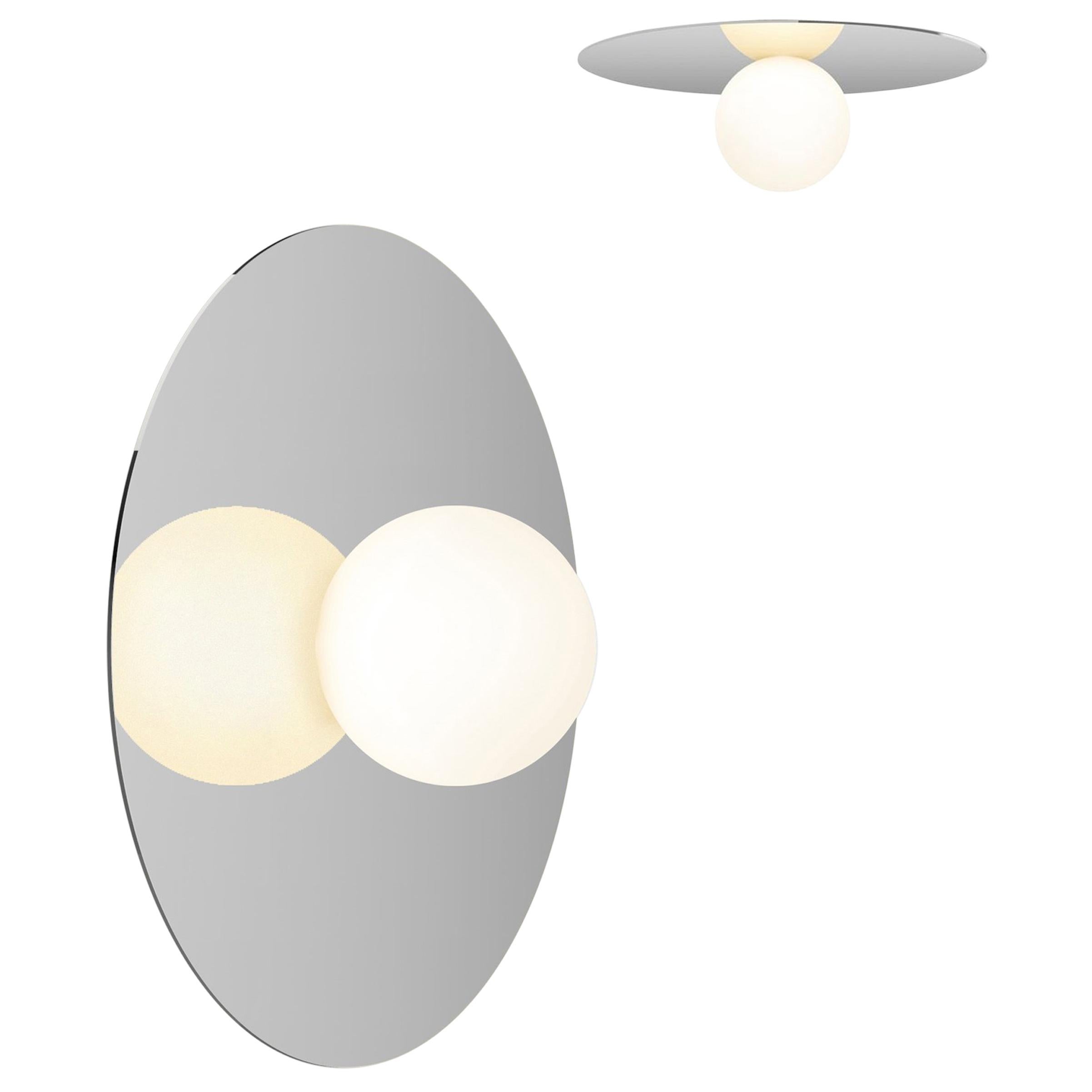 Bola Disc Flush Wall and Ceiling Light in Chrome by Pablo Designs For Sale