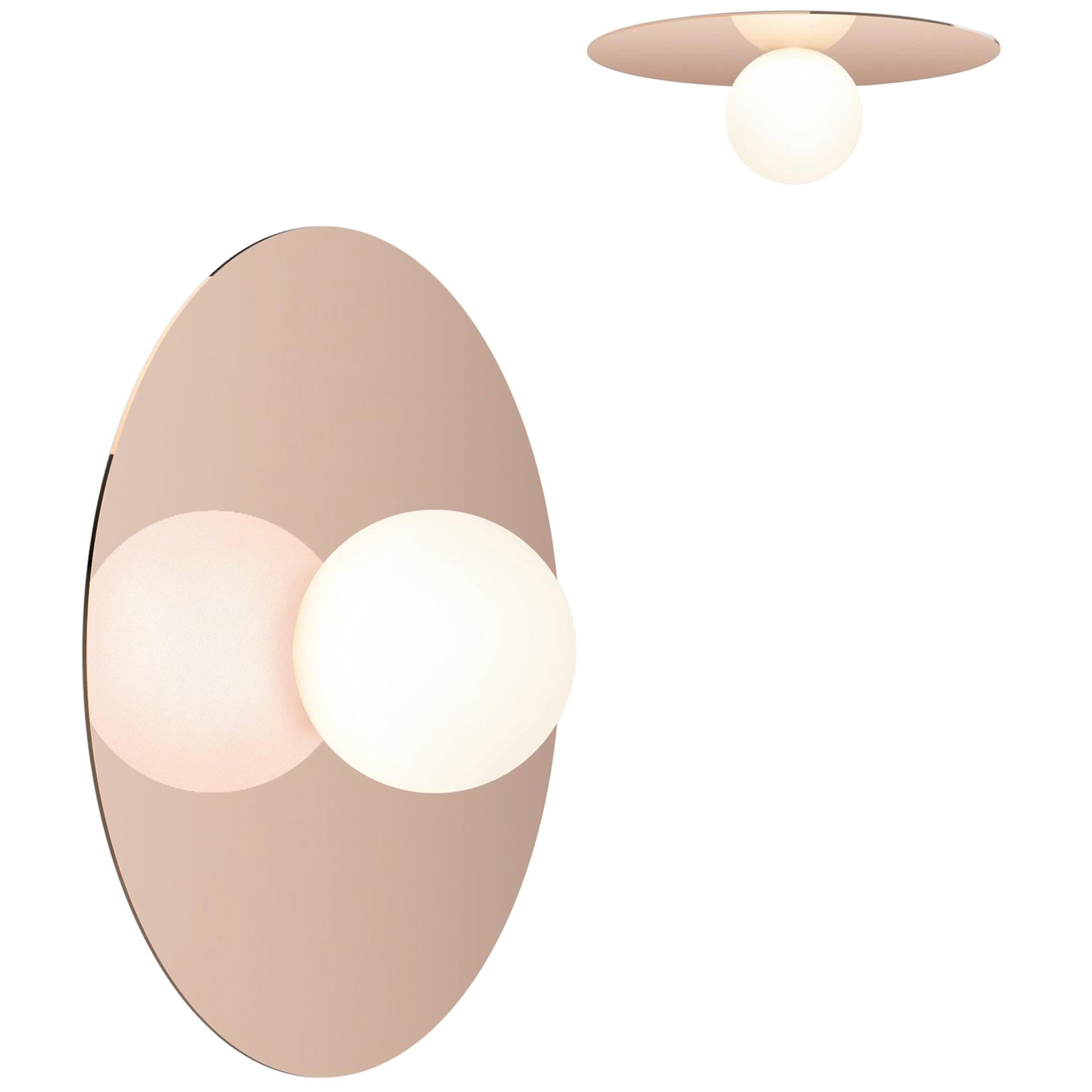 Bola Disc Flush Wall and Ceiling Light in Rose Gold by Pablo Designs For Sale
