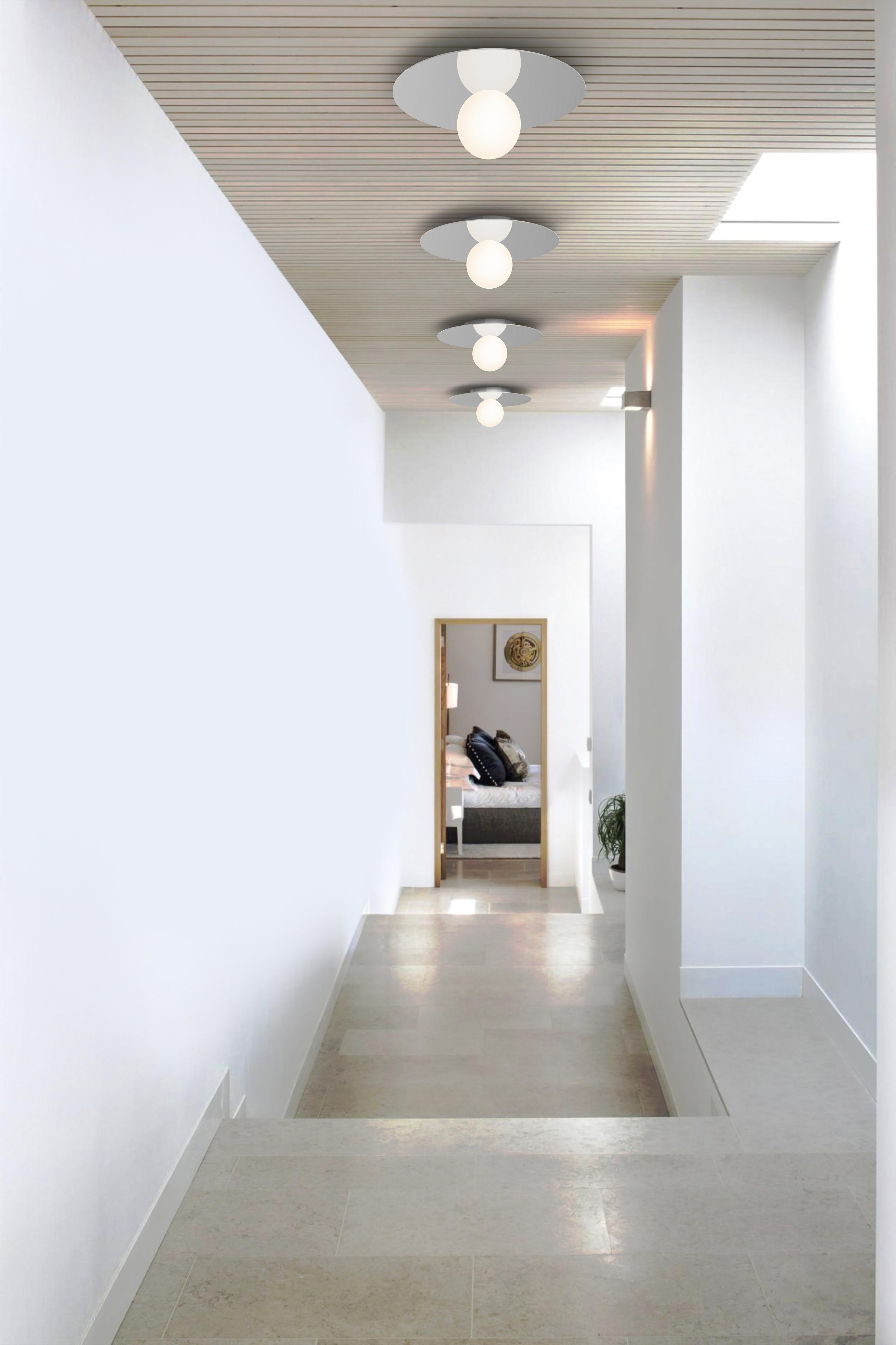Modern Bola Disc Flush Wall and Ceiling Light in White by Pablo Designs For Sale