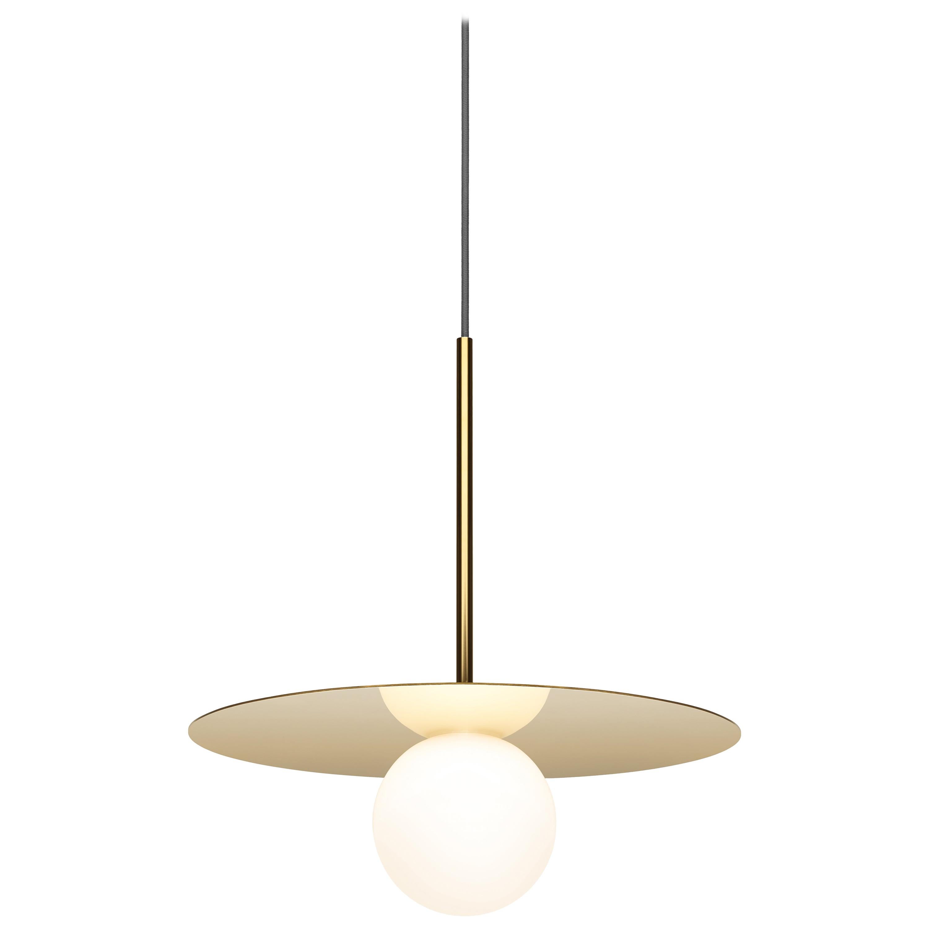 Bola Disc Pendant Light in Brass by Pablo Designs For Sale
